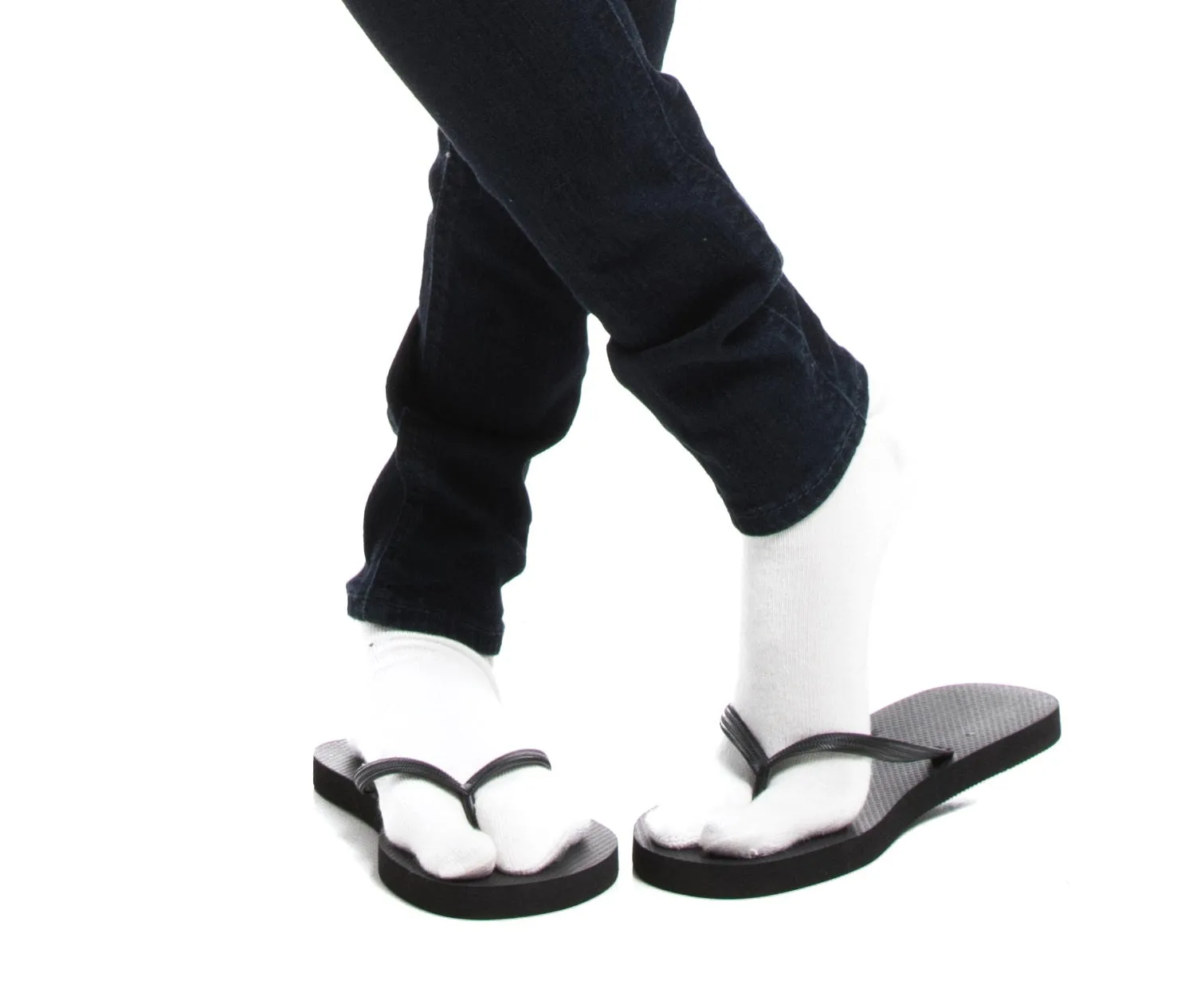 3 Pairs V-Toe Thicker 2 White, 1 Black Flip-Flop Tabi Big Toe Crew Socks Comfortable Stylish For Men And Women Fun Socks by V-Toe Socks, Inc