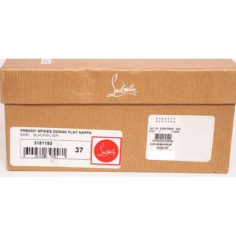 37 NEW $995 CHRISTIAN LOUBOUTIN Black Leather FREDDY STUDDED SPIKE Oxford Shoes