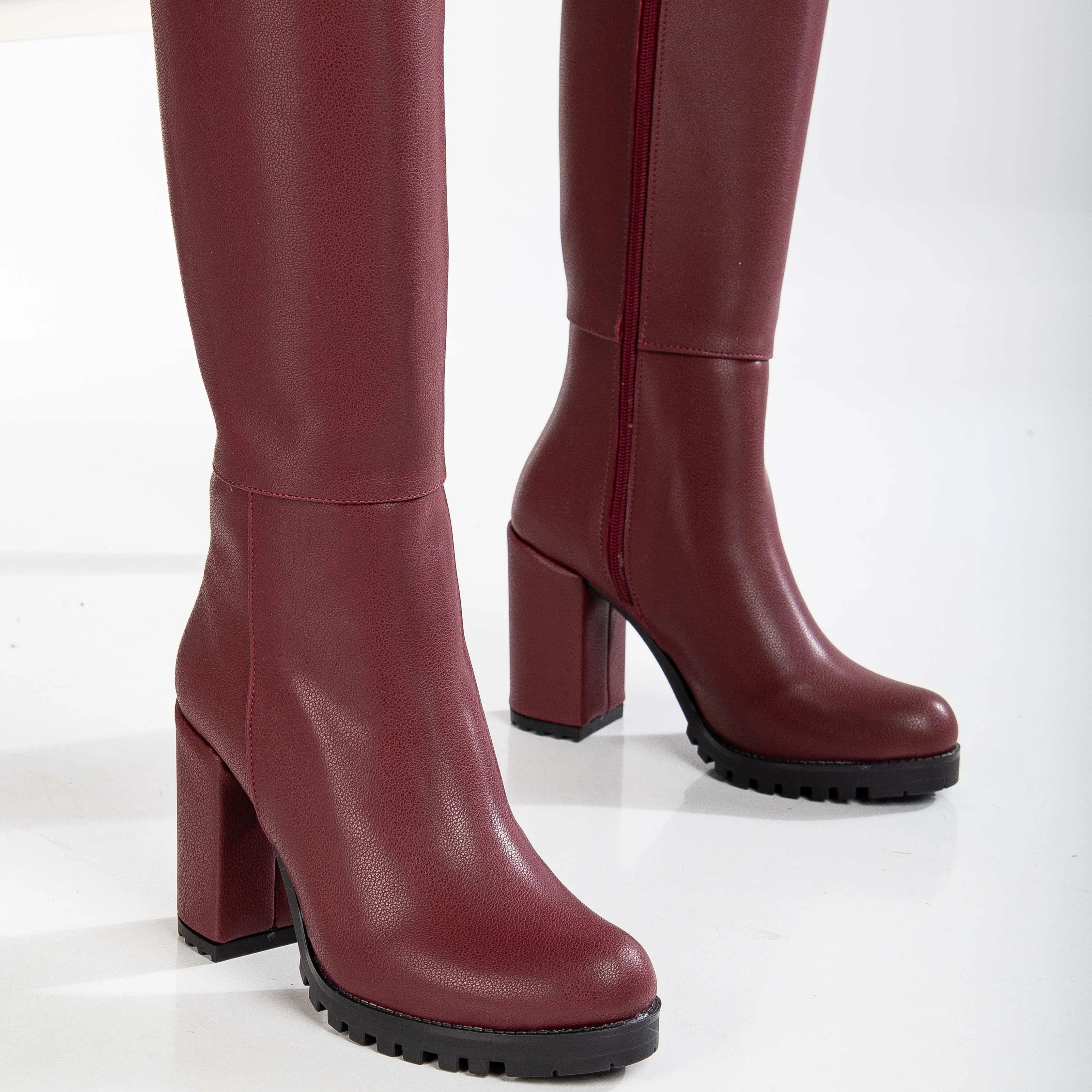 Alize Calf Platform Vegan Boots | Burgundy