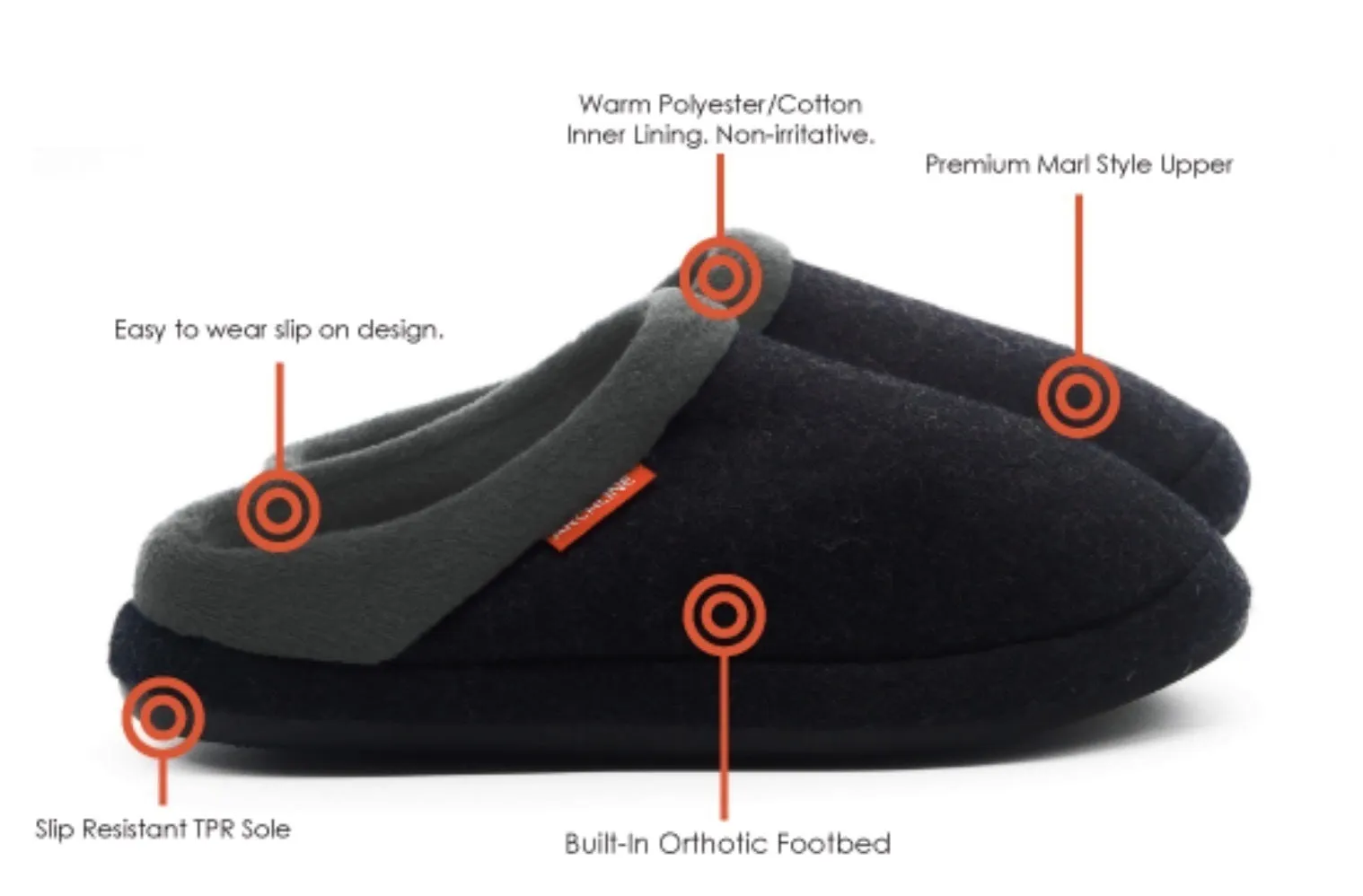 ARCHLINE Orthotic Slippers Slip On Arch Scuffs Orthopedic Moccasins - Charcoal Marle - EUR 47