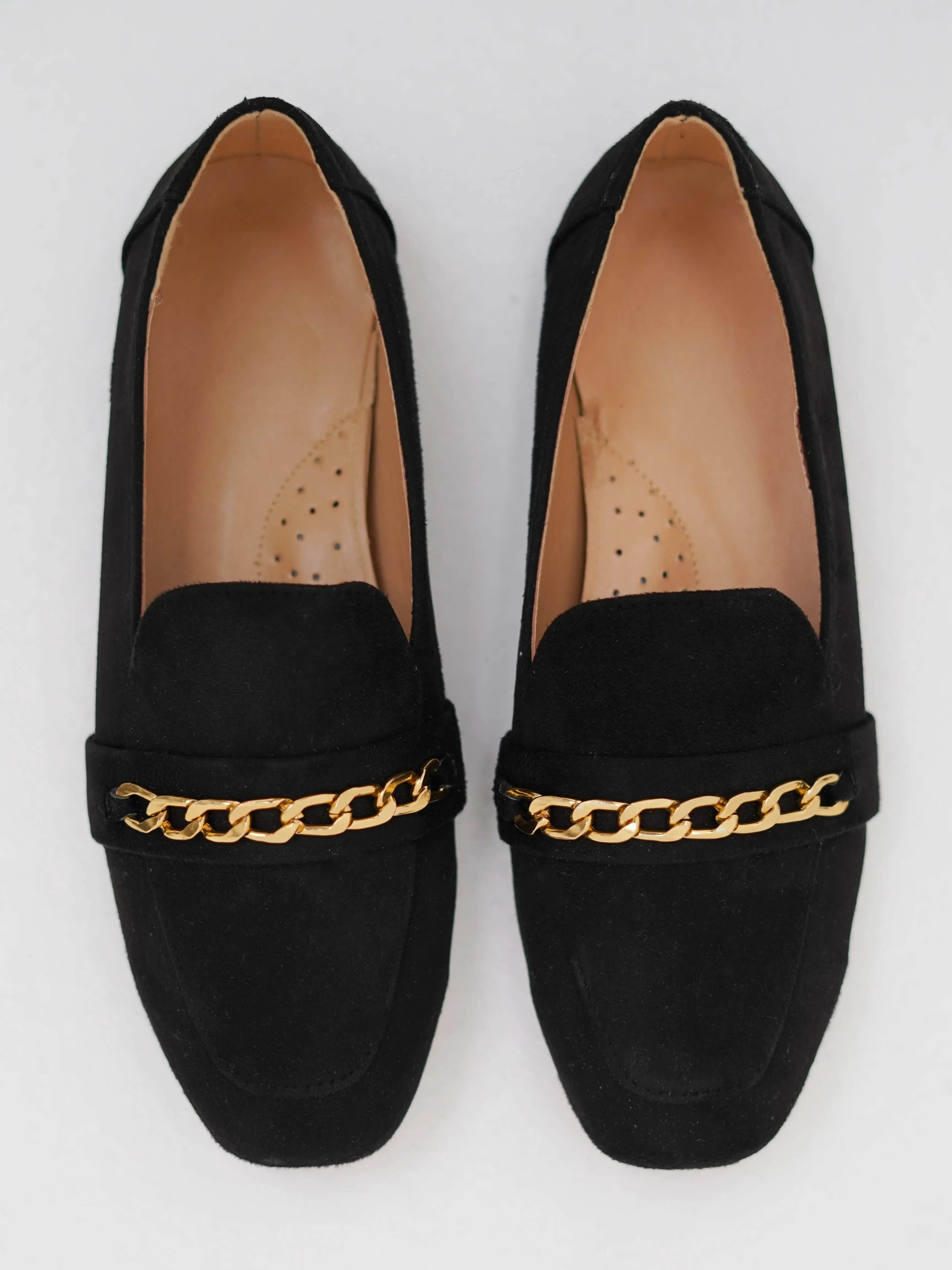 Black Gold Chain Loafers