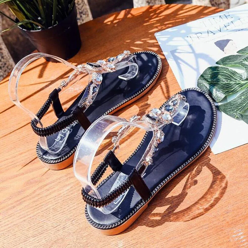 Black Green Bling Crystal Shoes Women Comfortable Flats Bohemia
