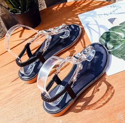 Black Green Bling Crystal Shoes Women Comfortable Flats Bohemia