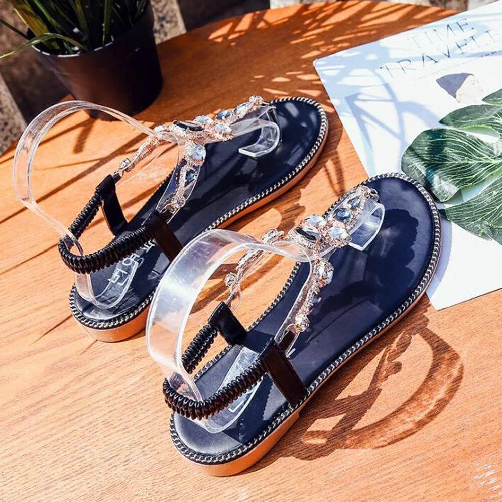 Black Green Bling Crystal Shoes Women Comfortable Flats Bohemia