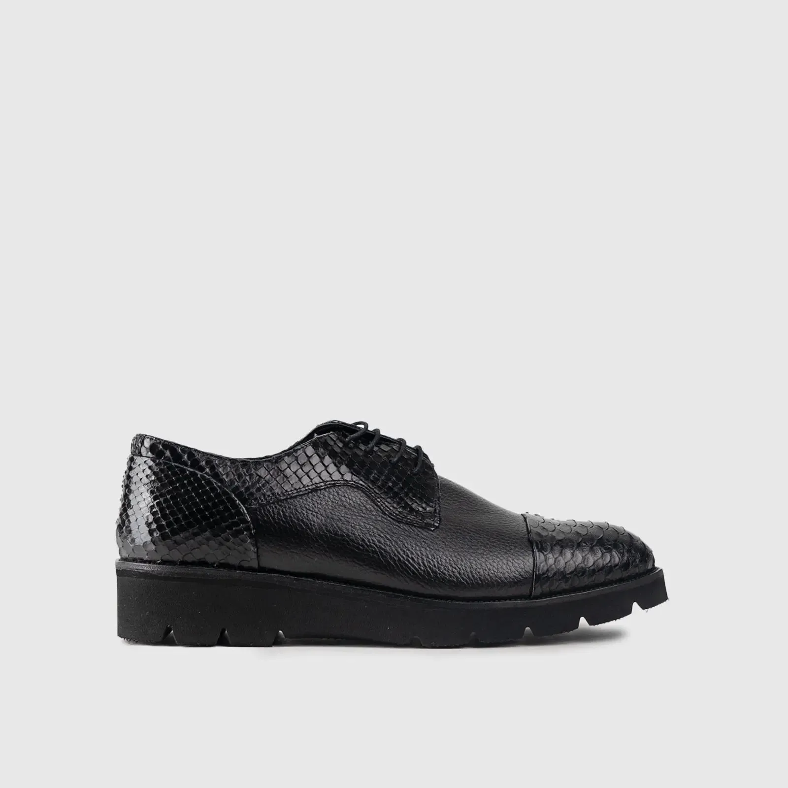 Chunky Sole Dress Oxfords 66292 Black Snake