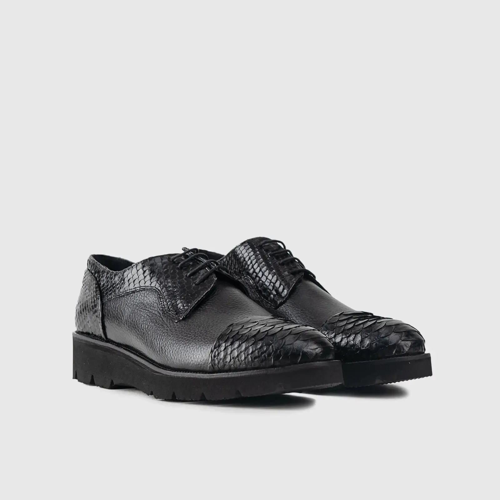 Chunky Sole Dress Oxfords 66292 Black Snake