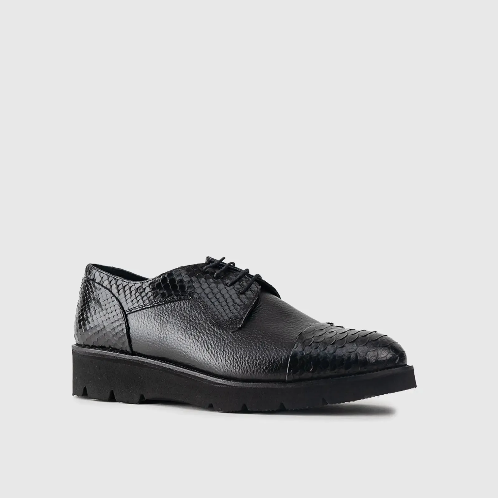 Chunky Sole Dress Oxfords 66292 Black Snake
