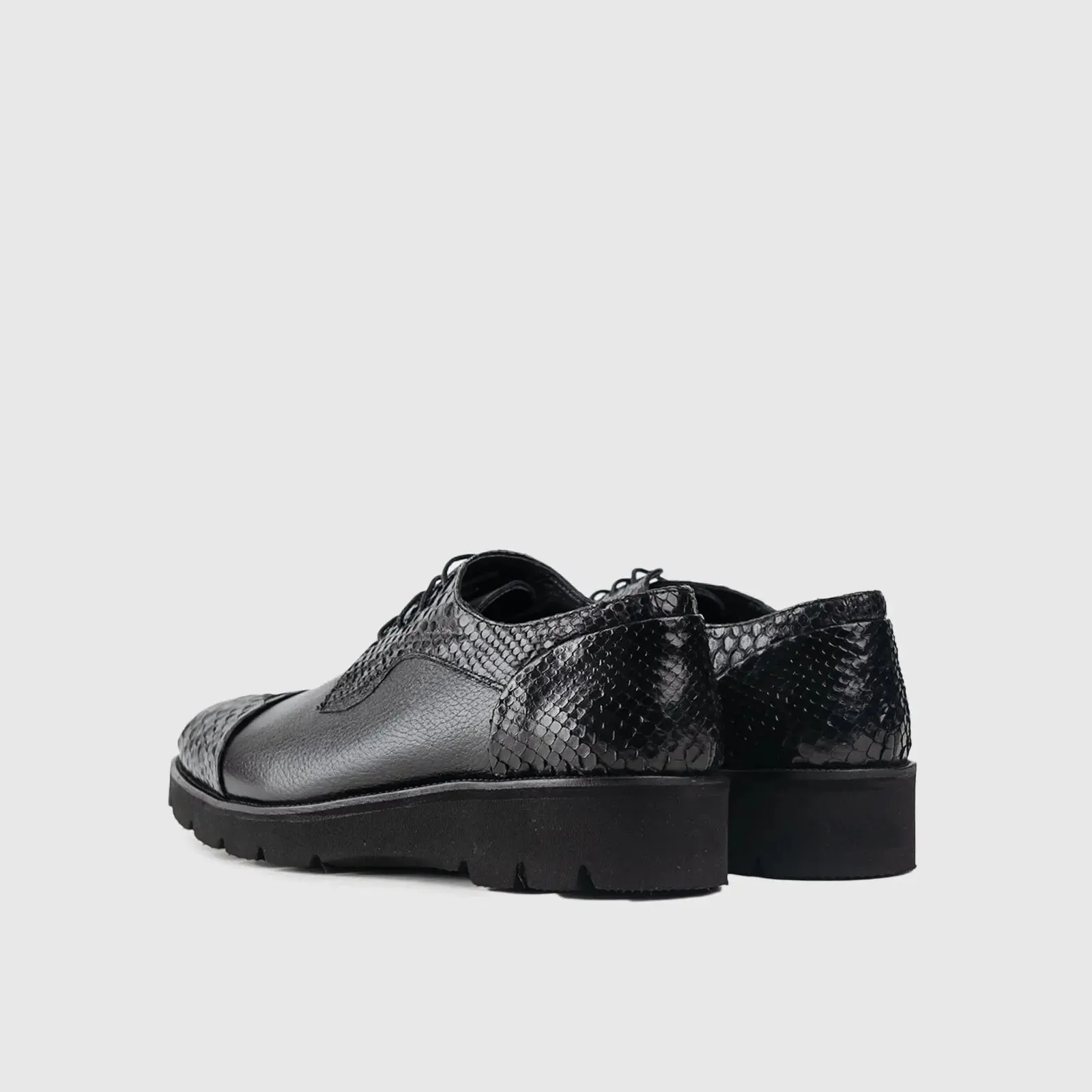 Chunky Sole Dress Oxfords 66292 Black Snake