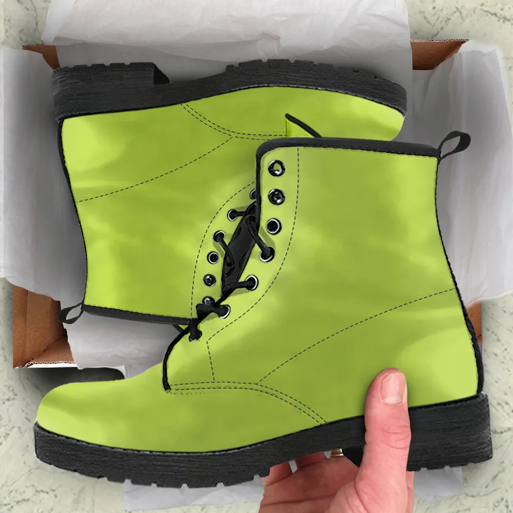 Combat Boots - Apple Green | Vegan Leather Lace Up, Handmade Lace Up Boots, Women's Boots, Custom Shoes, Vegan Leather Shoes