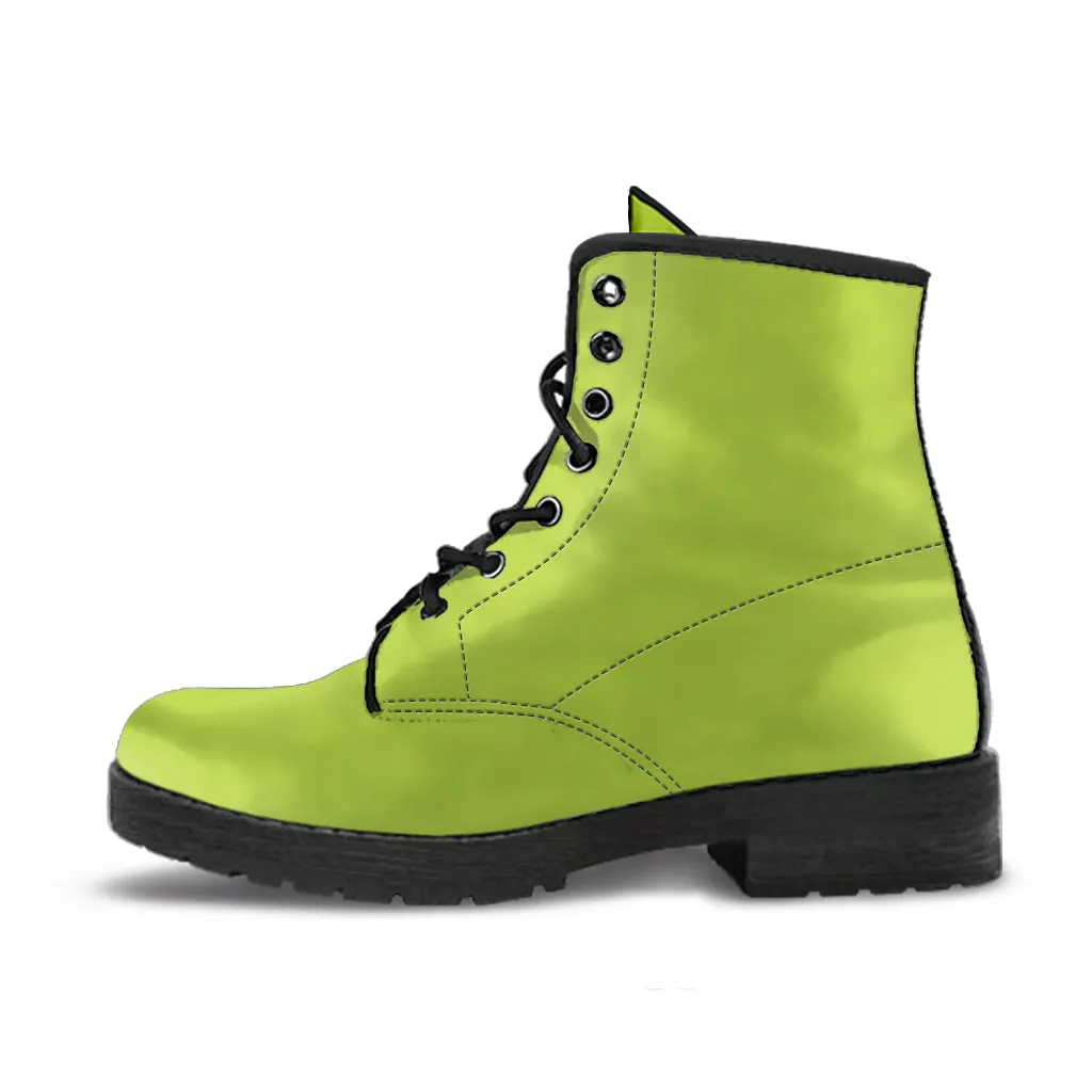 Combat Boots - Apple Green | Vegan Leather Lace Up, Handmade Lace Up Boots, Women's Boots, Custom Shoes, Vegan Leather Shoes