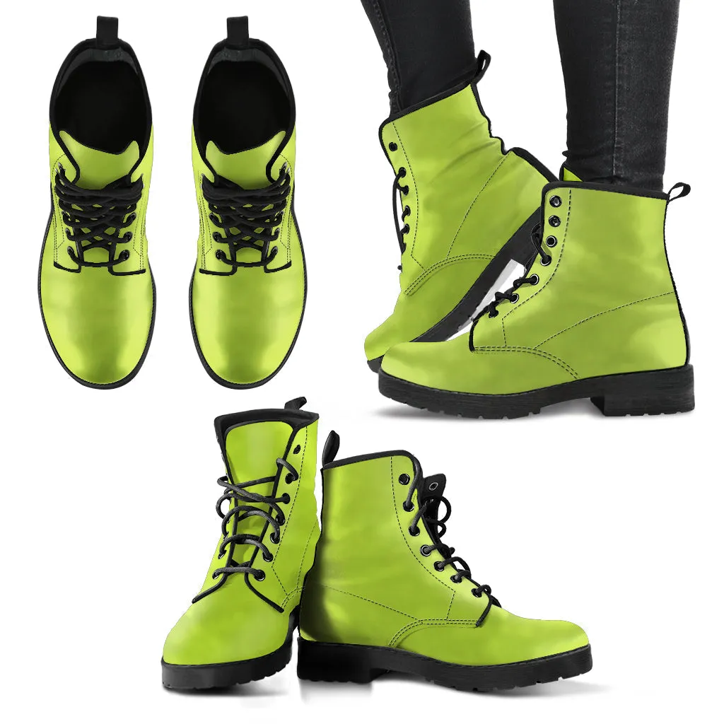 Combat Boots - Apple Green | Vegan Leather Lace Up, Handmade Lace Up Boots, Women's Boots, Custom Shoes, Vegan Leather Shoes