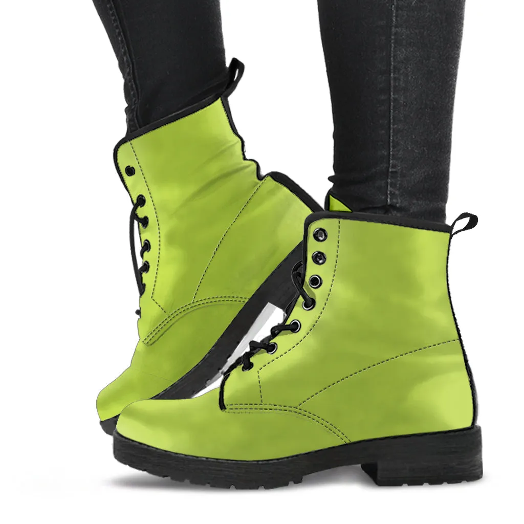 Combat Boots - Apple Green | Vegan Leather Lace Up, Handmade Lace Up Boots, Women's Boots, Custom Shoes, Vegan Leather Shoes