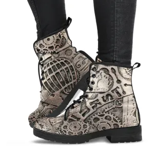 Combat Boots - Steampunk Inspired Design #108 | Grunge Unisex Adult Shoes, Vegan Leather Handmade Lace Up Boots, Custom Shoes Boho