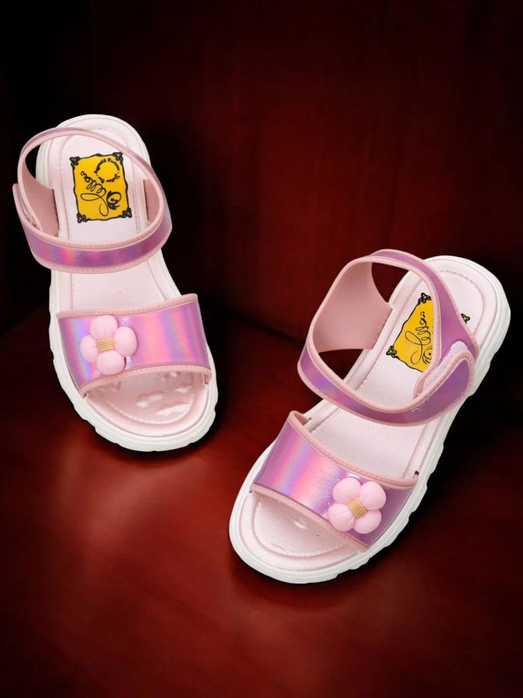 Enchanted Blossom Pink Holographic Flower Sandals
