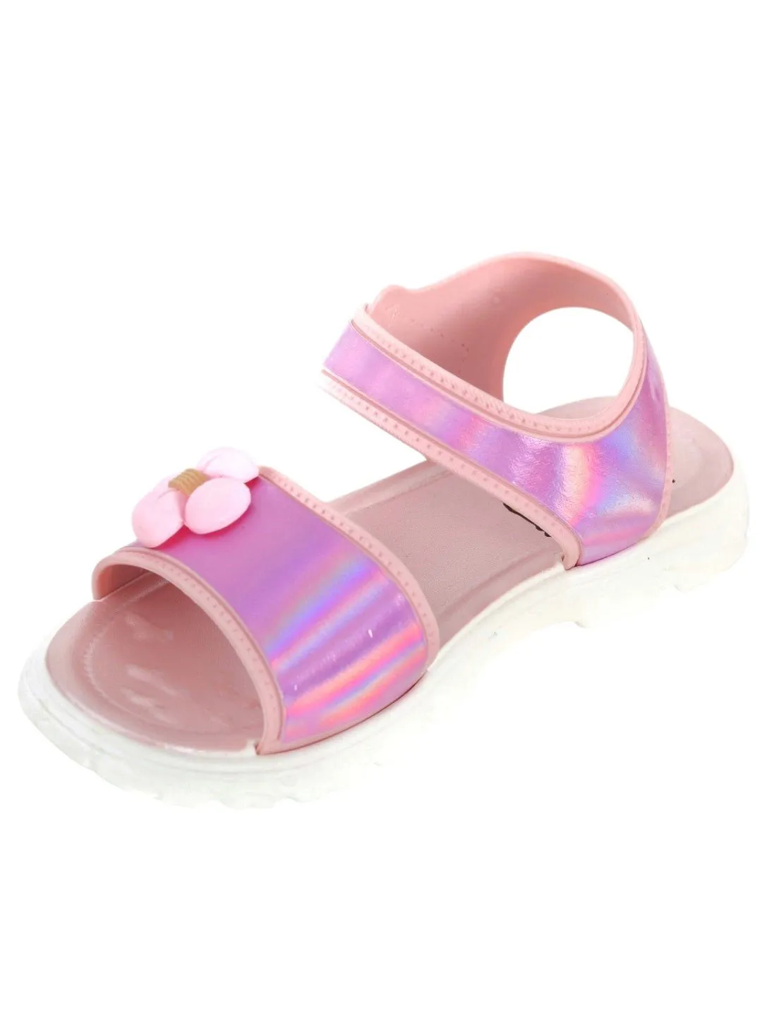 Enchanted Blossom Pink Holographic Flower Sandals