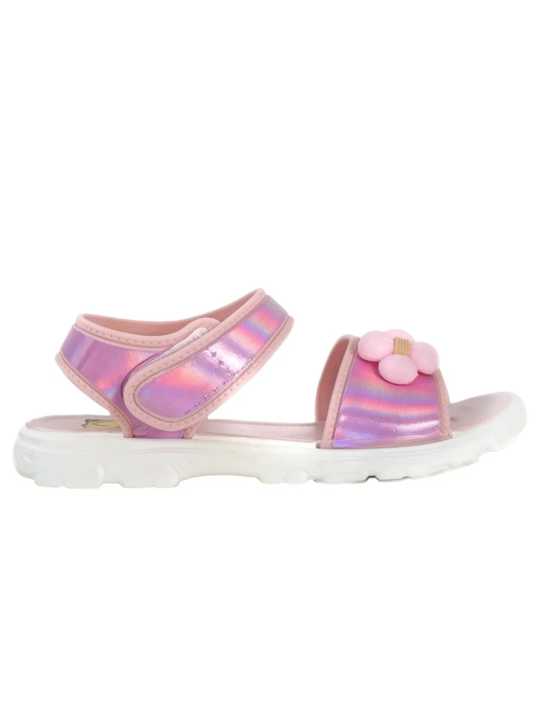 Enchanted Blossom Pink Holographic Flower Sandals