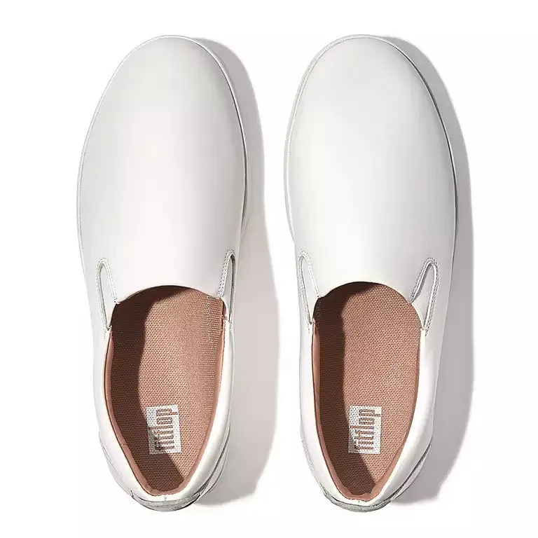 Fitflop Rally Leather Slip on Skate Sneakers Urban White