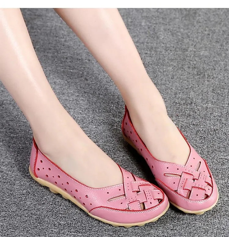 Flats Women comfortable Genuine Leather inserts Shoes Ballet Shoes Female pairs cover over travel 1