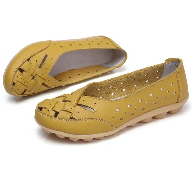 Flats Women comfortable Genuine Leather inserts Shoes Ballet Shoes Female pairs cover over travel 1