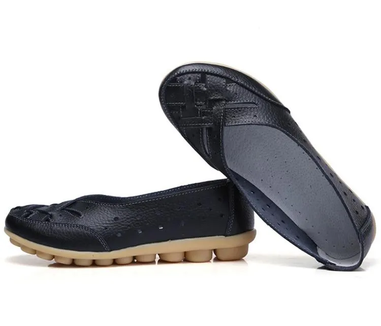 Flats Women comfortable Genuine Leather inserts Shoes Ballet Shoes Female pairs cover over travel 1