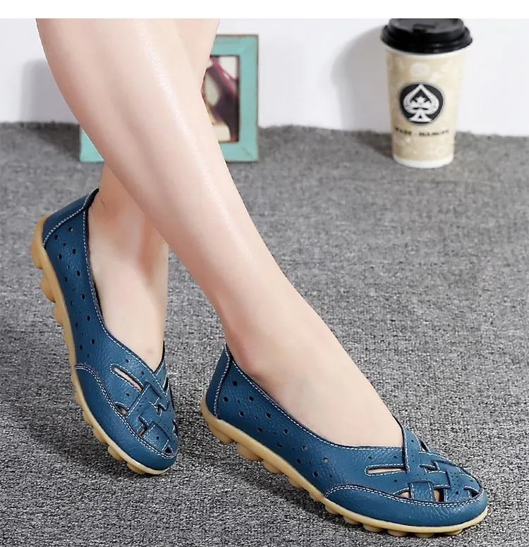 Flats Women comfortable Genuine Leather inserts Shoes Ballet Shoes Female pairs cover over travel 1