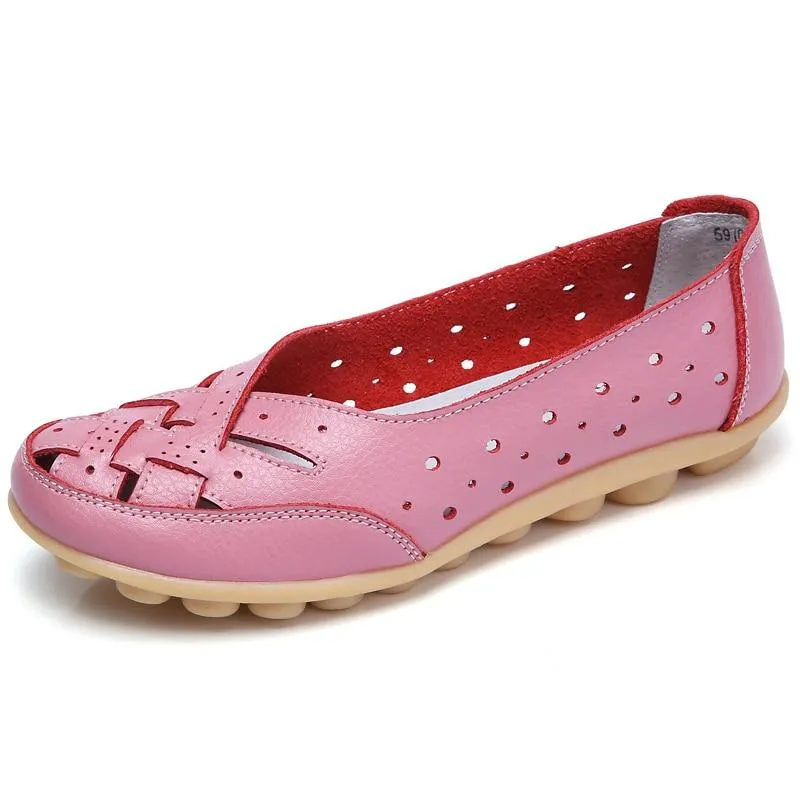 Flats Women comfortable Genuine Leather inserts Shoes Ballet Shoes Female pairs cover over travel 1