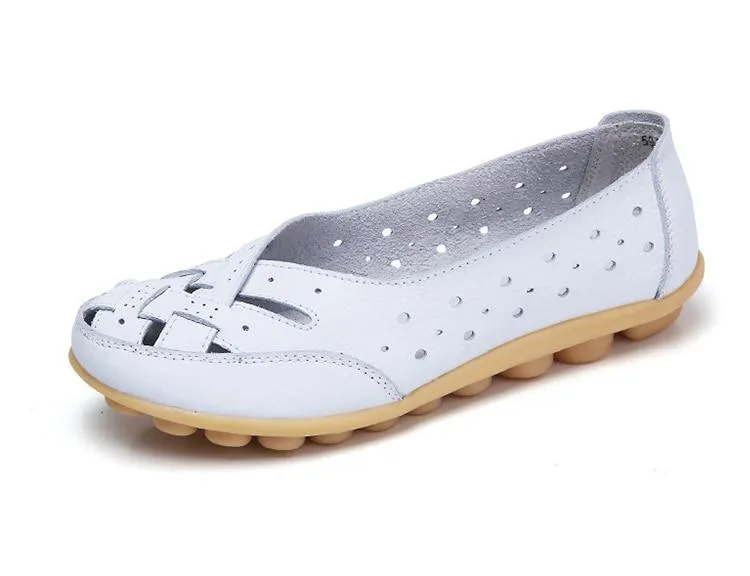 Flats Women comfortable Genuine Leather inserts Shoes Ballet Shoes Female pairs cover over travel 1