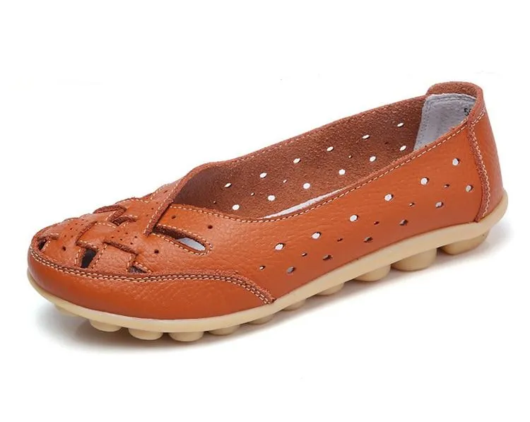 Flats Women comfortable Genuine Leather inserts Shoes Ballet Shoes Female pairs cover over travel 1