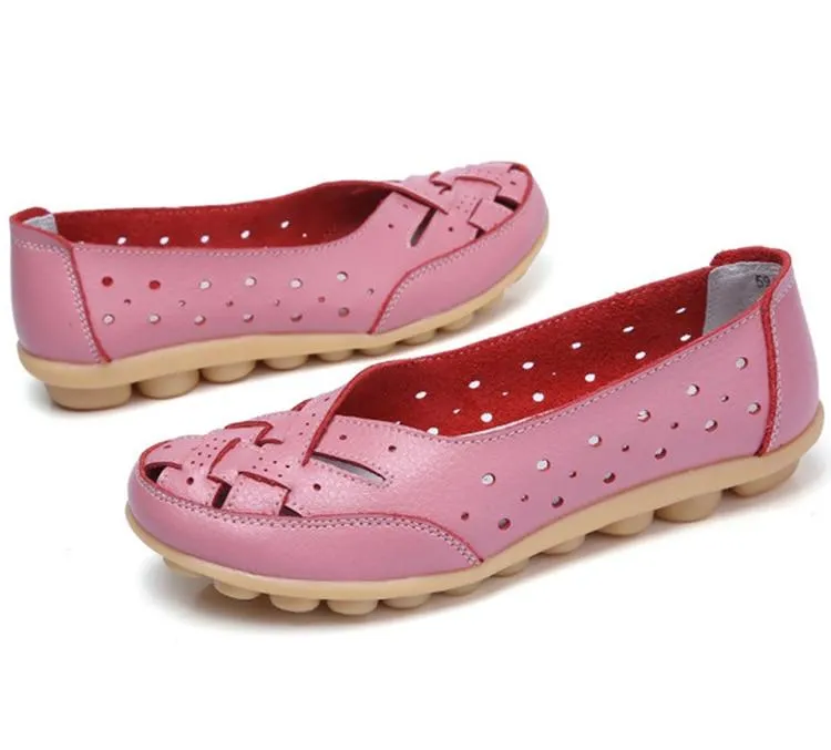 Flats Women comfortable Genuine Leather inserts Shoes Ballet Shoes Female pairs cover over travel 1