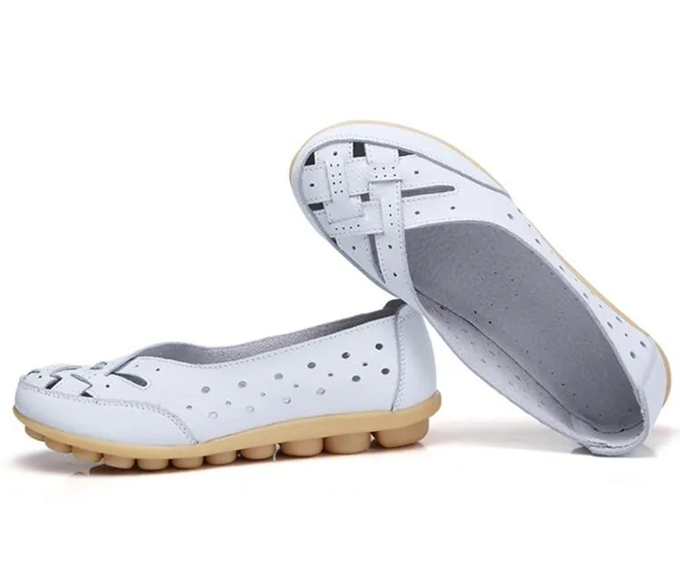Flats Women comfortable Genuine Leather inserts Shoes Ballet Shoes Female pairs cover over travel 1