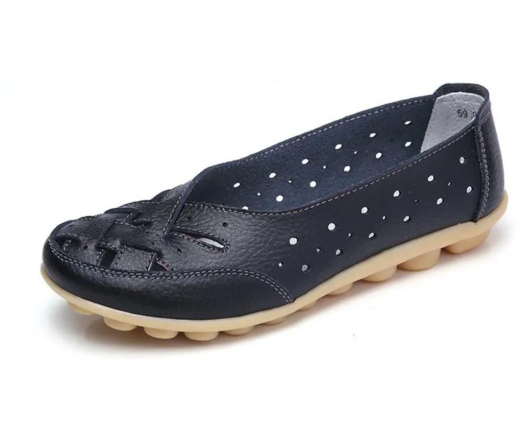 Flats Women comfortable Genuine Leather inserts Shoes Ballet Shoes Female pairs cover over travel 1