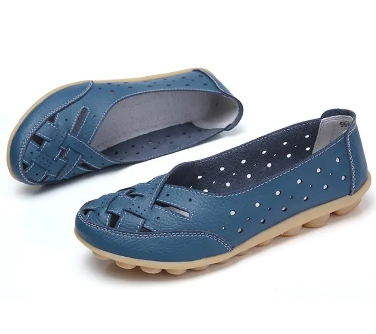 Flats Women comfortable Genuine Leather inserts Shoes Ballet Shoes Female pairs cover over travel 1