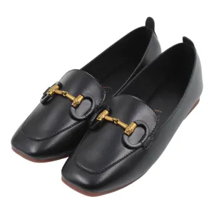 Golden buckle detailed loafers