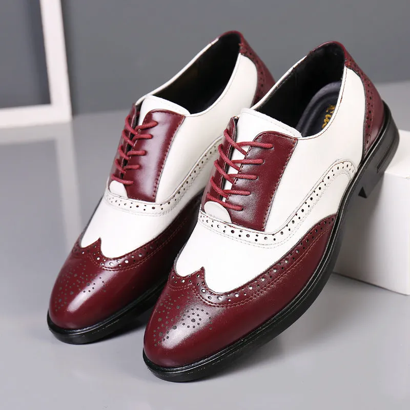 Handmade Genuine Leather Wing Tip Lace Up Stylish Shoes For Men