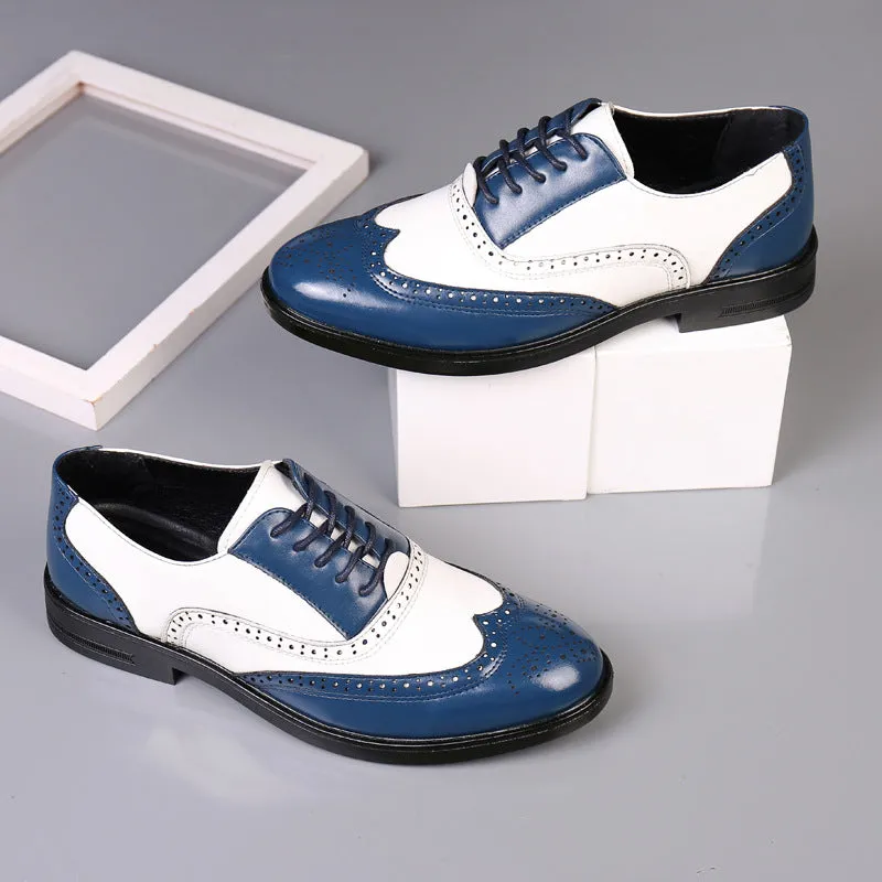 Handmade Genuine Leather Wing Tip Lace Up Stylish Shoes For Men