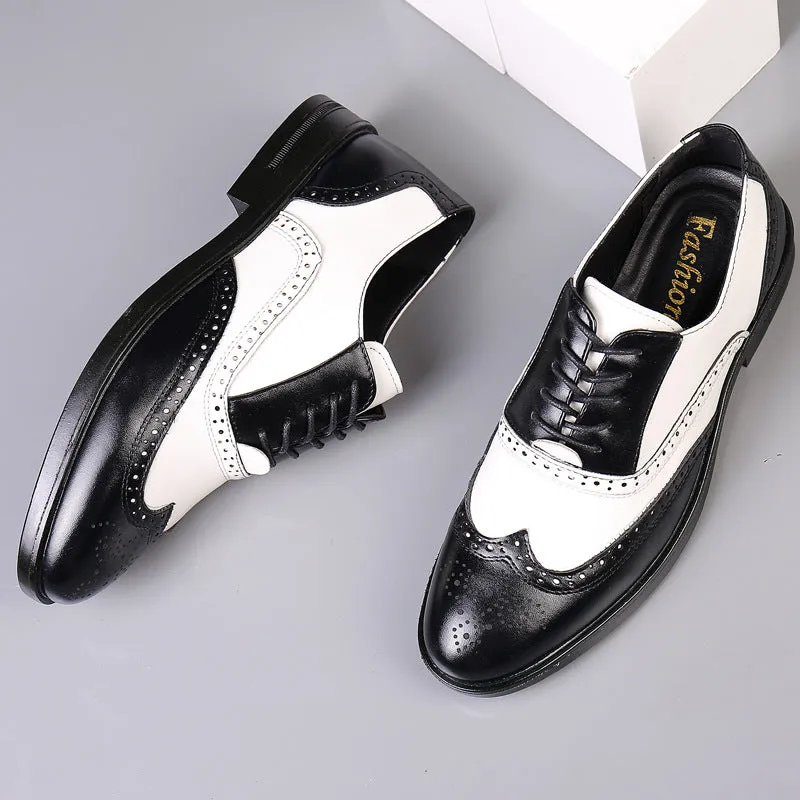 Handmade Genuine Leather Wing Tip Lace Up Stylish Shoes For Men