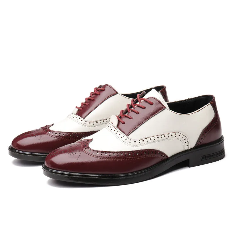 Handmade Genuine Leather Wing Tip Lace Up Stylish Shoes For Men