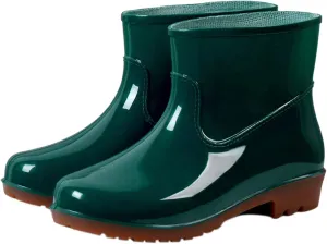Hbeylia Women's Short Rain Boots Rubber Waterproof Garden Shoes Anti-Slipping Rainboots Ankle Booties Rain Footwear Outdoor Work Shoes For Yard Gardening Muck Mud Working Camping Lawn Care