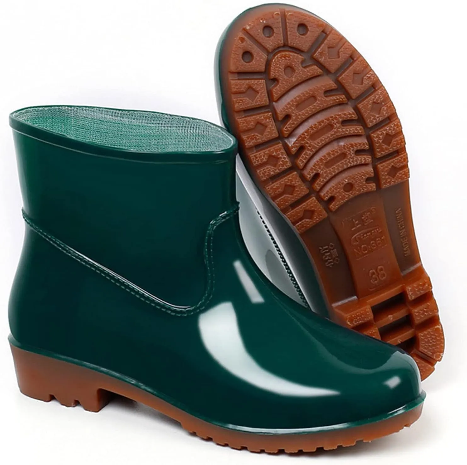 Hbeylia Women's Short Rain Boots Rubber Waterproof Garden Shoes Anti-Slipping Rainboots Ankle Booties Rain Footwear Outdoor Work Shoes For Yard Gardening Muck Mud Working Camping Lawn Care