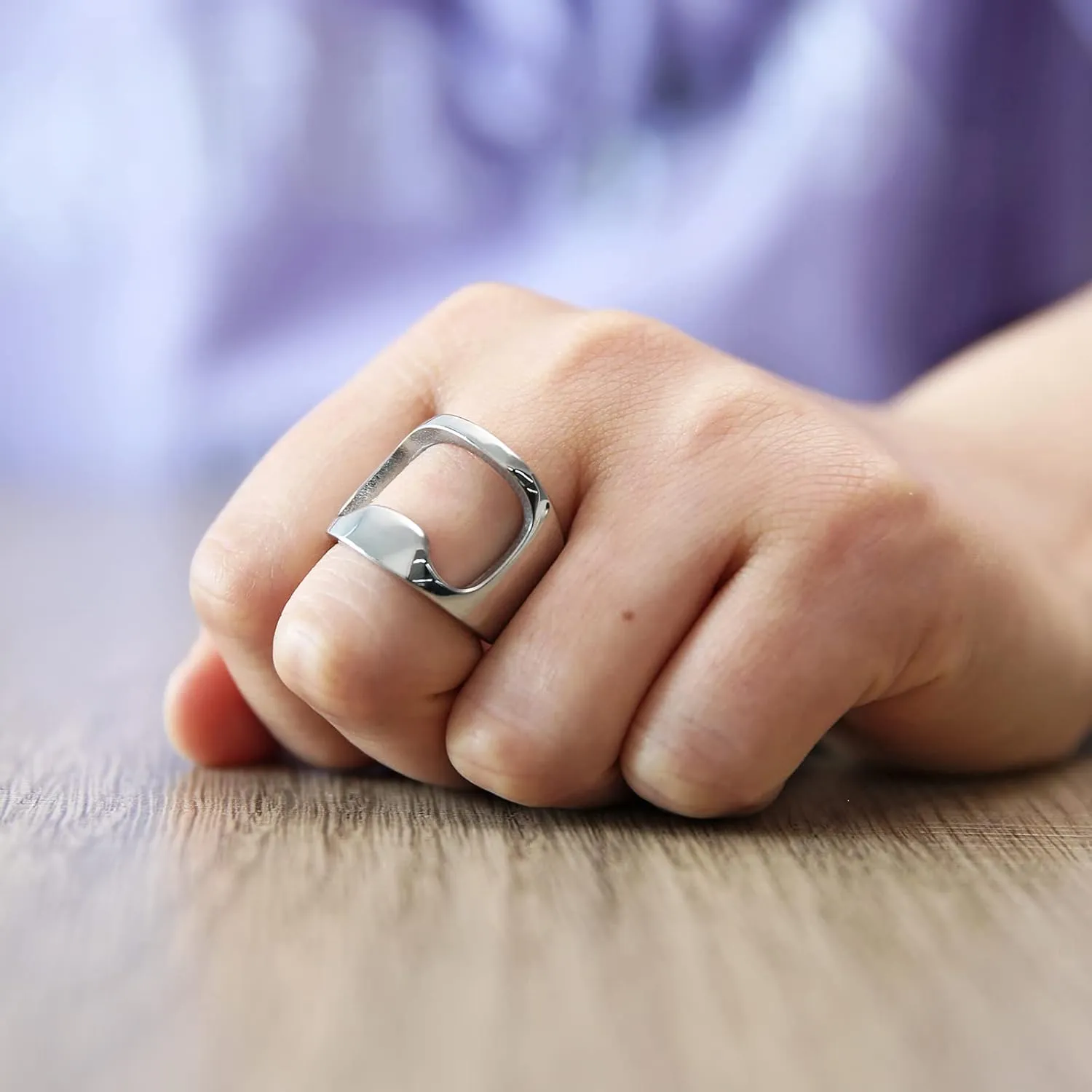 HZMAN Stainless Steel Polished Beer Bottle Opener Ring