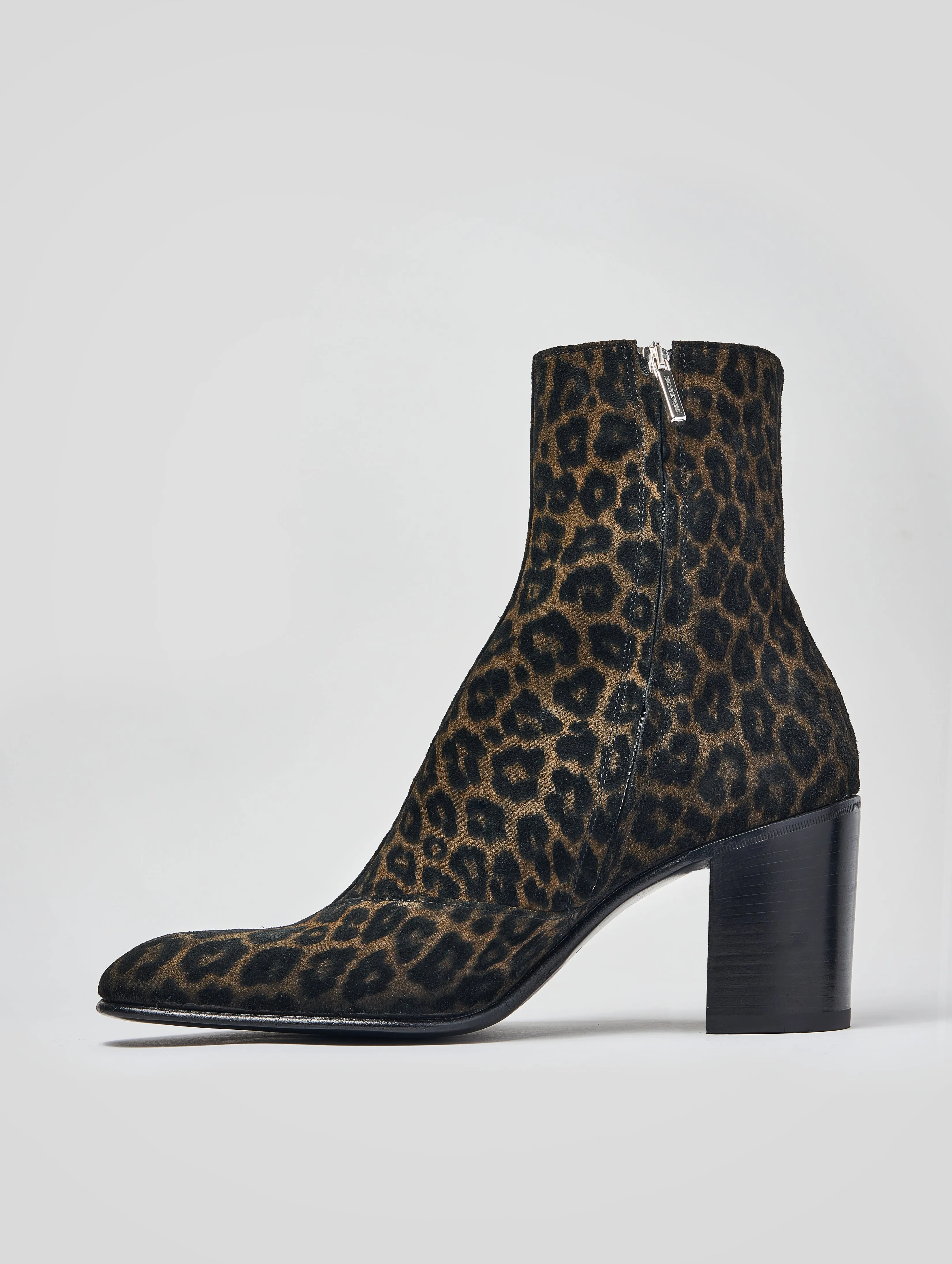 JANIS 80MM ANKLE BOOT IN LEOPARD SUEDE