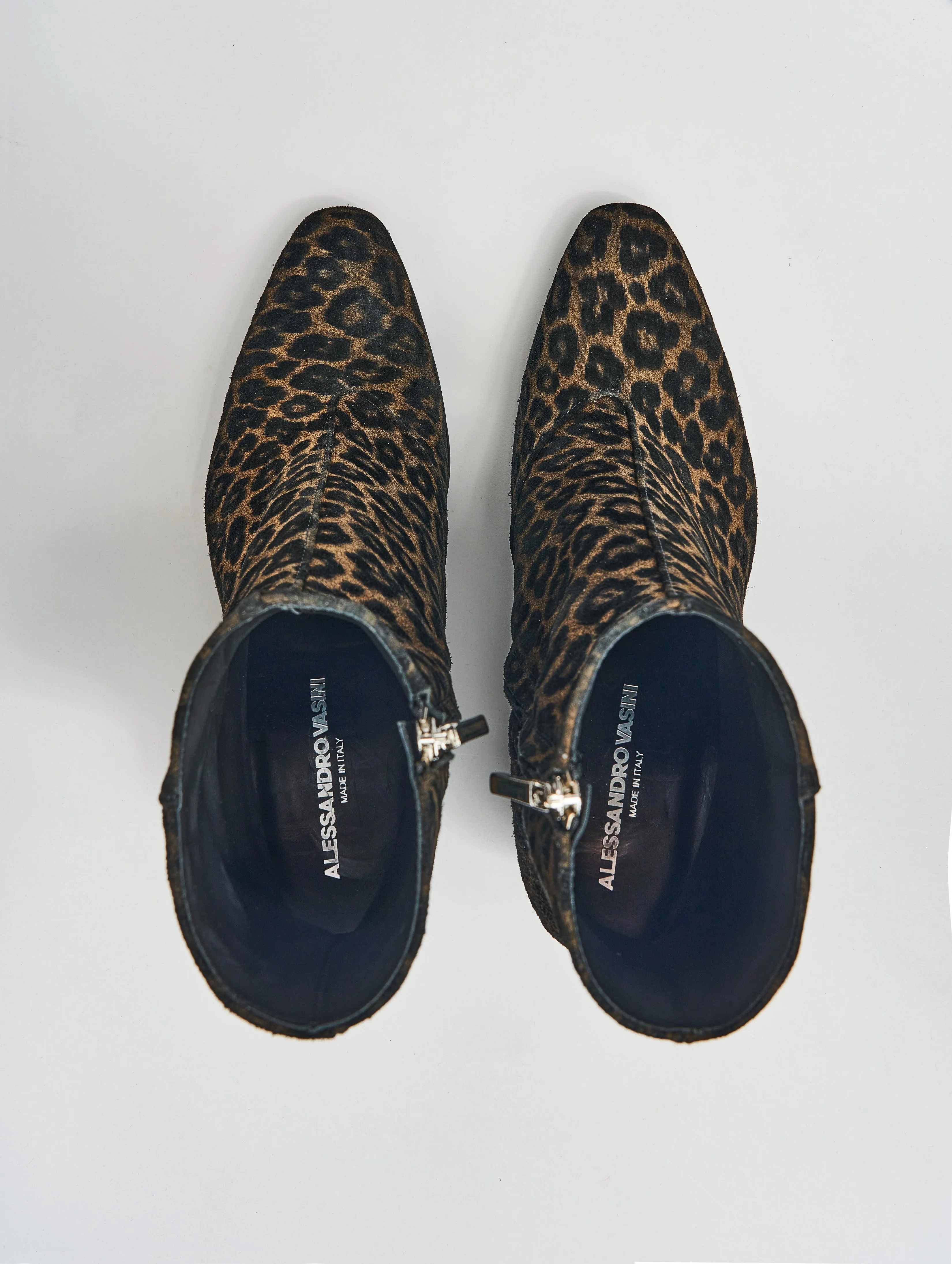 JANIS 80MM ANKLE BOOT IN LEOPARD SUEDE