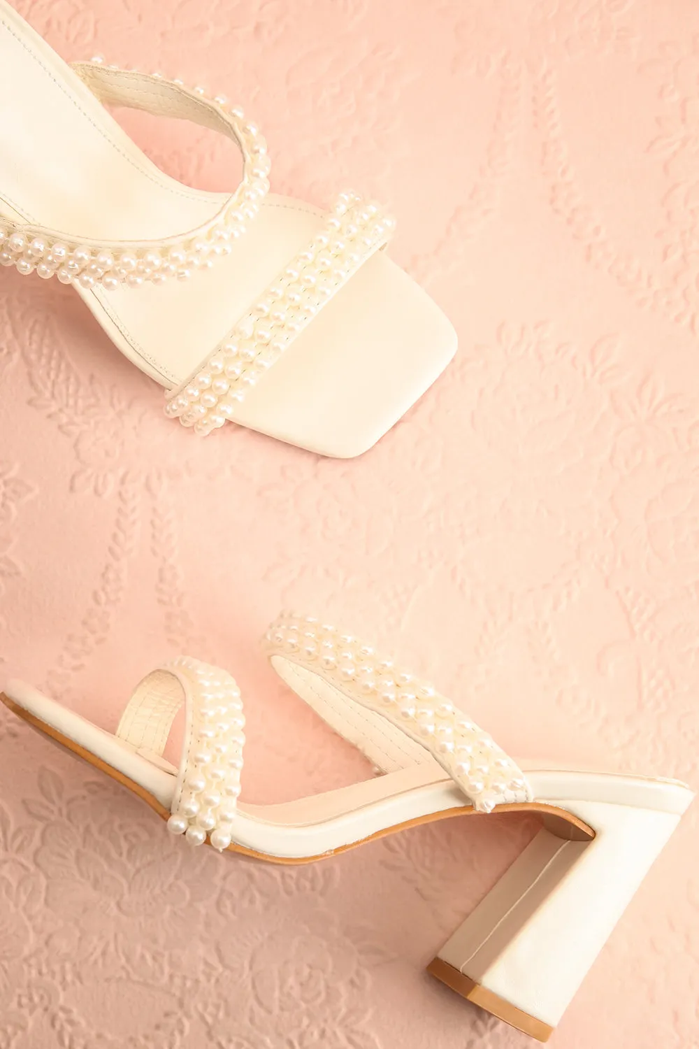 Kyraline | White Strappy Sandals w/ Pearls
