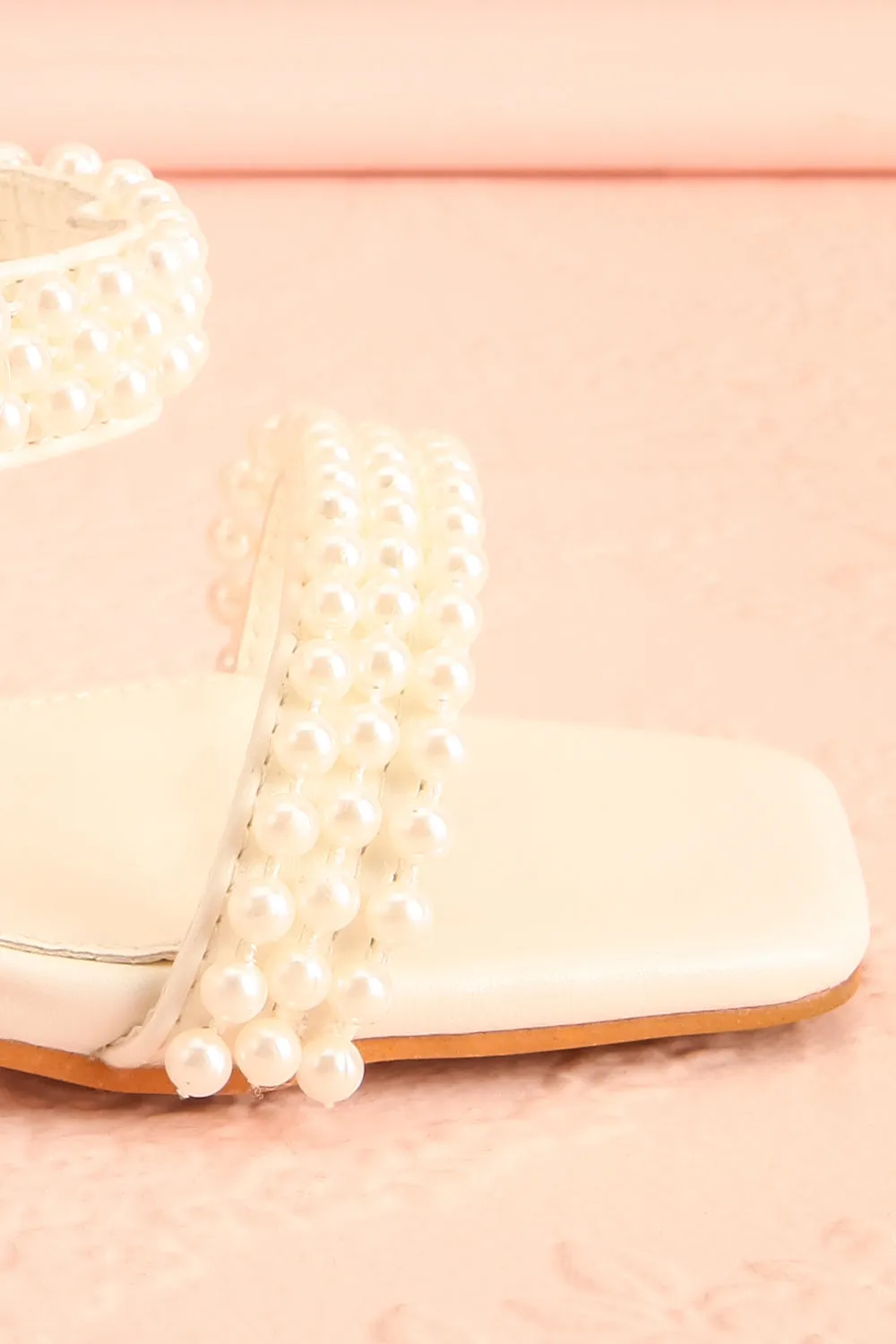 Kyraline | White Strappy Sandals w/ Pearls