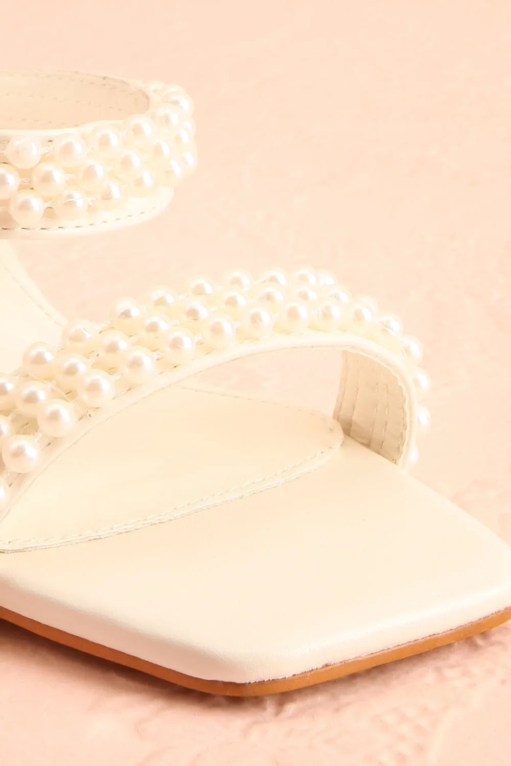 Kyraline | White Strappy Sandals w/ Pearls