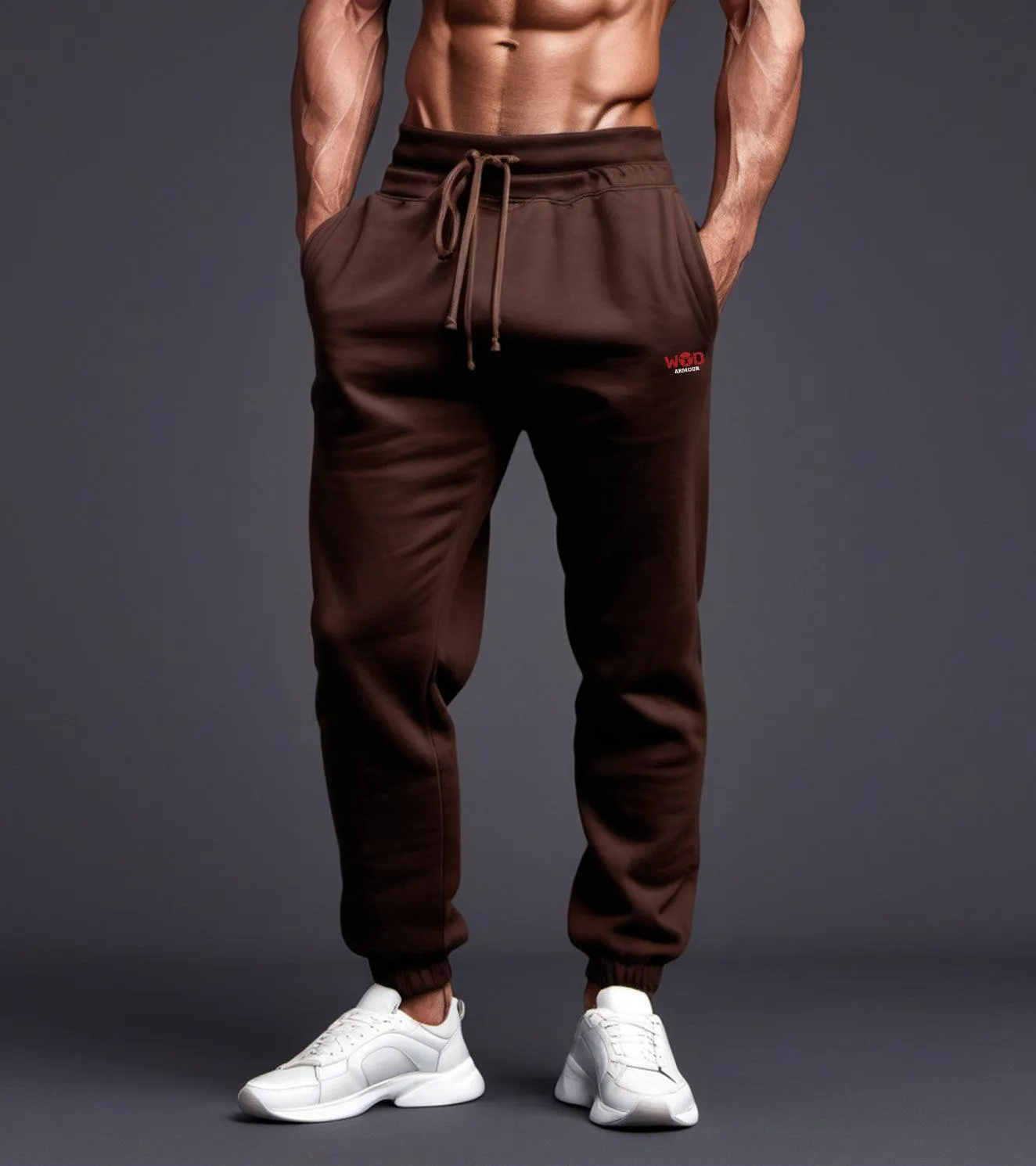 Men's brown Cotton Terry Track pants