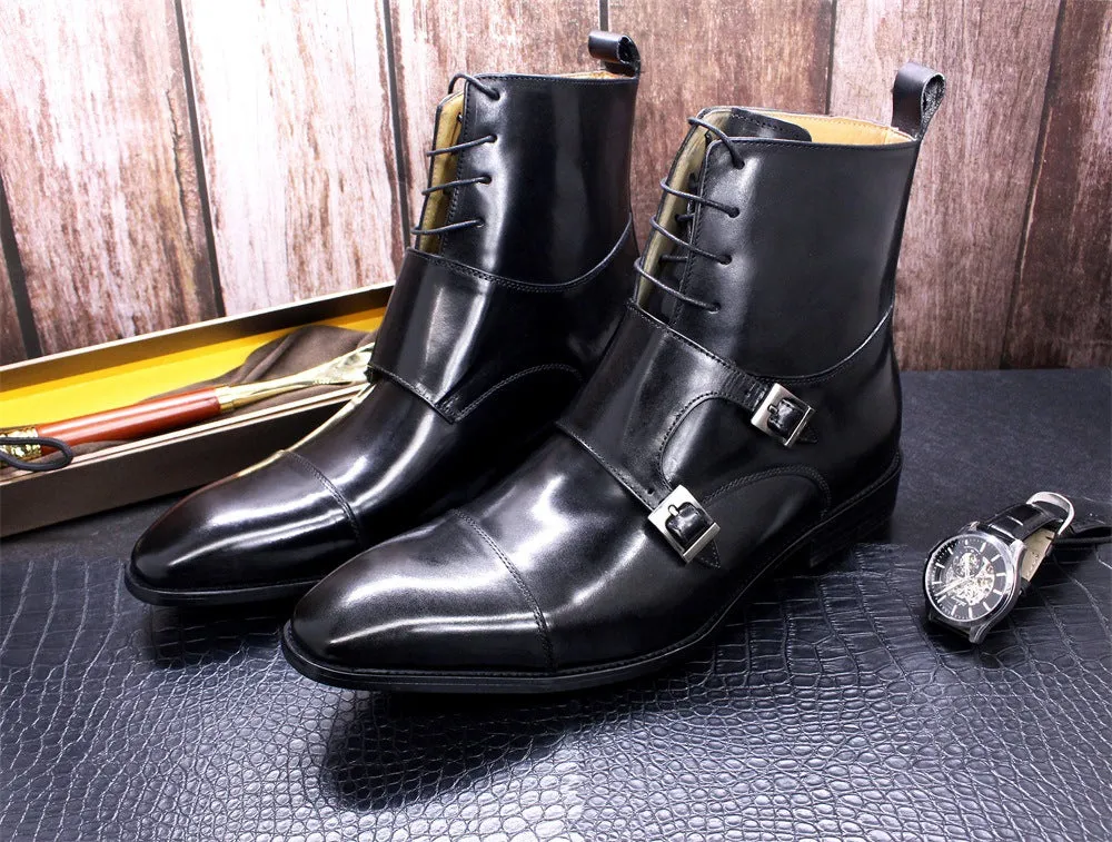 Men's Cowhide High Top Business Shoes