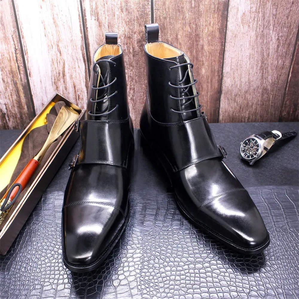 Men's Cowhide High Top Business Shoes