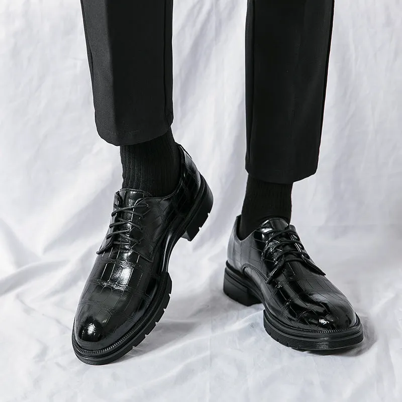 Men's  Fashion Crocodile Print Casual Business Leather Shoes