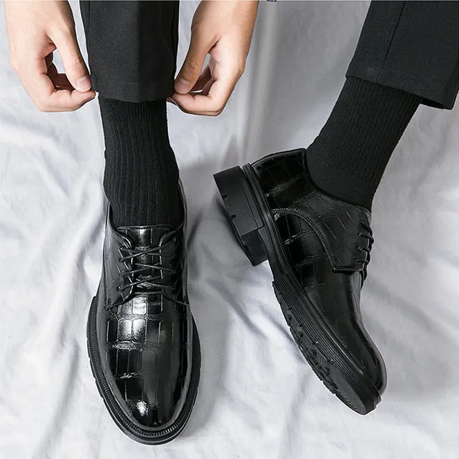 Men's  Fashion Crocodile Print Casual Business Leather Shoes